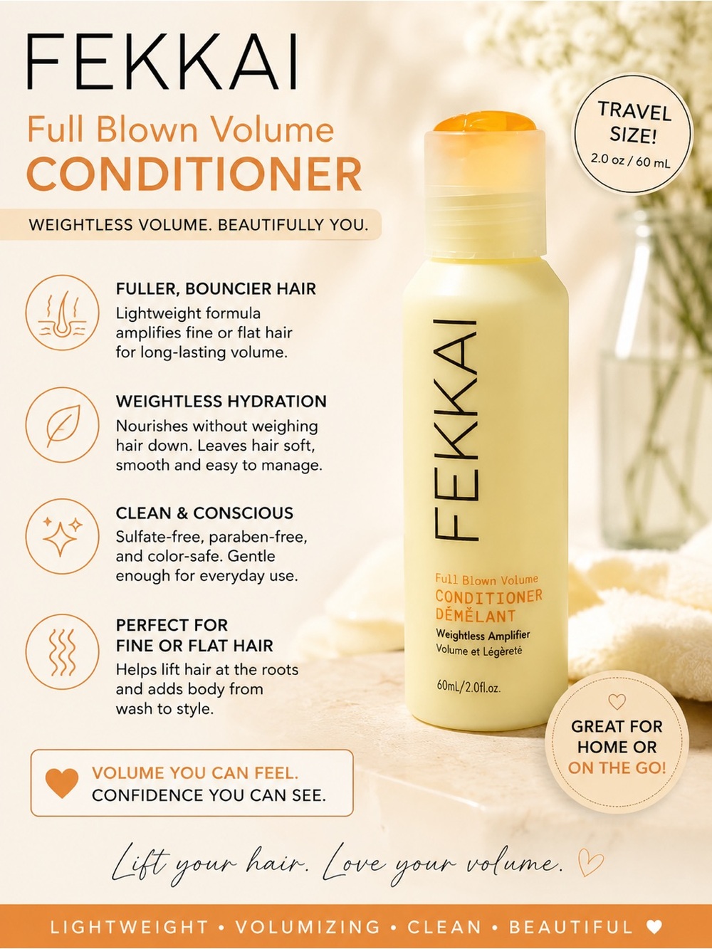 FEKKAI Full Blown Volume Conditioner – Weightless Amplifier (Travel Size)